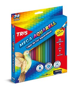 LAPIS 24 CORES TRIS TRIANGULAR MEGA AQUARELA COM PINCEL