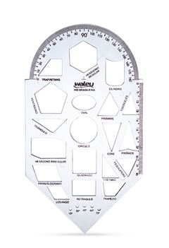 REGUA GEOMETRICA COM TRANSFERIDOR 180 WALEU CRISTAL