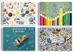 CADERNO ESPIRAL 60 FOLHAS CAPA DURA CARTOGRAFIA GRANDE SD