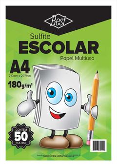 PAPEL SULFITE 180GR 210X297 A4 50 FOLHAS BEST COPY