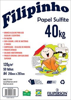 PAPEL SULFITE 120GR 210X297 A4 50 FOLHAS FILIPINHO 40KG