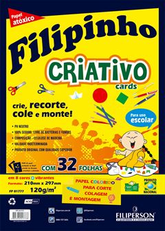 PAPEL CRIATIVO FILIPINHO 120G A4 32 FOLHAS CARDS SORTIDO