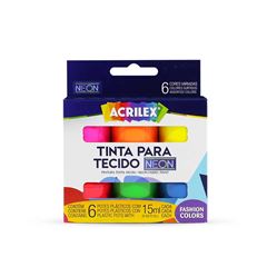 TINTA TECIDO NEON COM 6 CORES ACRILEX