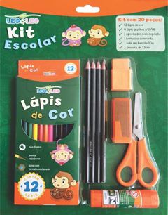 LAPIS 12 CORES LEO&LEO KIT ESCOLAR COM 20 PECAS