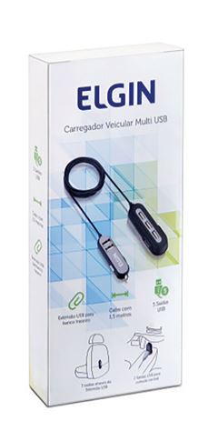 CARREGADOR VEICULAR/USB 5 SAIDAS ELGIN