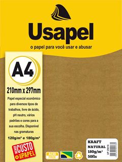 PAPEL KRAFT 180G A4 NATURAL COM 50 USAPEL