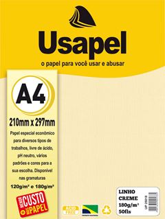 PAPEL LINHO 180G A4 CREME COM 50 USAPEL