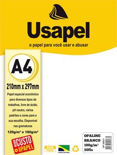 PAPEL OPALINE 180G A4 BRANCO COM 50 USAPEL