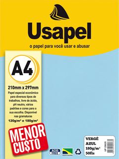 PAPEL VERGE 180G A4 AZUL COM 50 USAPEL