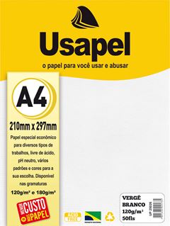 PAPEL VERGE 120G A4 BRANCO COM 50 USAPEL