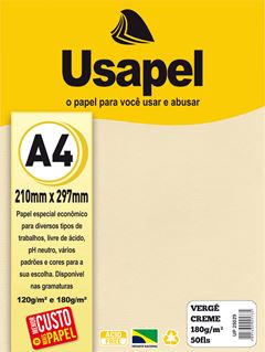 PAPEL VERGE 180G A4 CREME COM 50 USAPEL