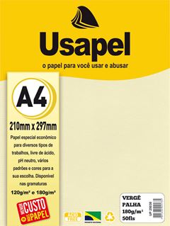 PAPEL VERGE 180G A4 PALHA COM 50 USAPEL