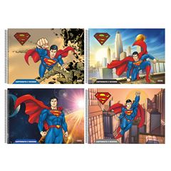 CADERNO CARTOGRAFIA CAPA DURA ESPIRAL 60 FOLHAS GRANDE SUPERMAN 25 ANIMATIVA