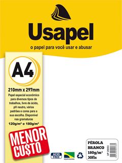 PAPEL PEROLA 180G A4 COM 30 USAPEL BRANCO