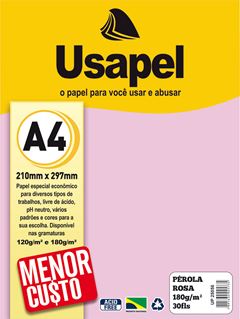 PAPEL PEROLA 180G A4 COM 30 USAPEL ROSA