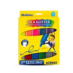 COLA GLITER 12 CORES ACRILEX SORTIDO