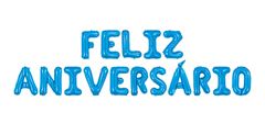 BALAO METALIZADO MAKE+ FELIZ ANIVERSARIO AZUL