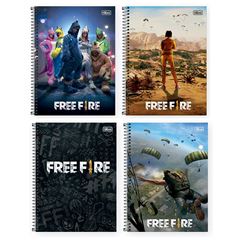 CADERNO 10X1 CAPA DURA ESPIRAL 160 FOLHAS FREE FIRE 24 TILIBRA