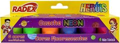 TINTA GUACHE 06 CORES SORTIDO NEON 15ML RADEX