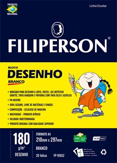 BLOCO FILIPERSON DESENHO 20 FOLHAS A4 180G BRANCO