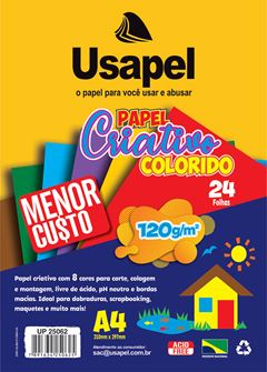 PAPEL CRIATIVO COLOR 120G A4 24 FOLHAS USAPEL