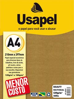 PAPEL KRAFT 120G A4 NATURAL COM 50 USAPEL