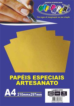PAPEL LAMICOTE 250G A4 10FLS OFF PAPER OURO
