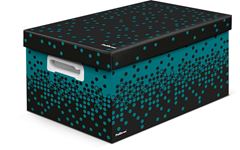 CAIXA ORGANIZADORA BOX DOTS M COM PEGADOR PRETO COM VERDE