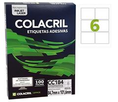 ETIQUETA INKJET+LASER COLACRIL 100 FOLHAS CC184 / 6184