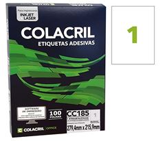 ETIQUETA INKJET+LASER COLACRIL 100 FOLHAS CC185 / 6185