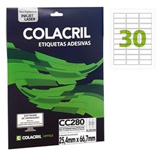 ETIQUETA INKJET+LASER COLACRIL 25 FOLHAS CC280 / 6280