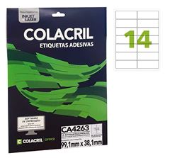 ETIQUETA INKJET+LASER COLACRIL 25 FOLHAS CA4263 / A4263