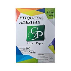 ETIQUETA INKJET+LASER GREEN PAPER CARTA 25,4X101,6
