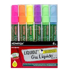 GIZ ESCOLAR NEWPEN LIQUIDO NEON COM 6 CORES SORTIDO