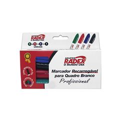 KIT MARCADOR QUADRO BRANCO RADEX COM 4 CORES