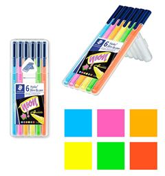 CANETA HIDROGRAFICA STAEDTLER TRIPLUS 06 CORES NEON SORTIDA