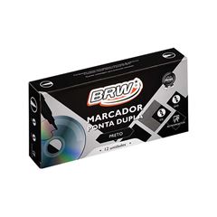 MARCADOR PERMANENTE CD/DVD BRW DUPLA PONTA PRETO