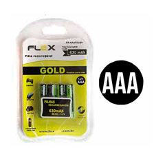 PILHA RECARREGAVEL AAA COM 4 630MAH FLEX