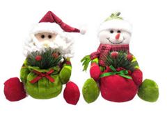 ENFEITE BONECO PAPAI NOEL/BONECO NEVE 20CM RIO MASTER SACO PRESENTE SORTIDO