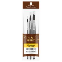 KIT CONDOR PINCEL AQUARELA PREMIUM COM 3