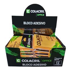 RECADO ADESIVO COLACRIL 76X76 COM 100 FOLHAS LARANJA NEON