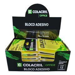 RECADO ADESIVO COLACRIL 76X76 COM 100 FOLHAS AMARELO NEON