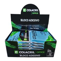 RECADO ADESIVO COLACRIL 76X76 COM 100 FOLHAS AZUL NEON