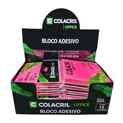 RECADO ADESIVO COLACRIL 76X102 COM 100 FOLHAS ROSA NEON