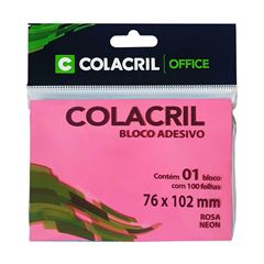 RECADO ADESIVO COLACRIL 76X102 COM 100 FOLHAS ROSA NEON