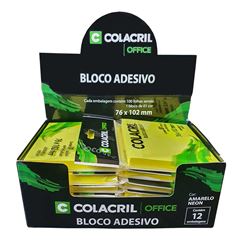 RECADO ADESIVO COLACRIL 76X102 COM 100 FOLHAS AMARELO NEON