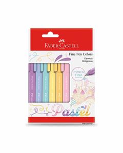 CANETA HIDROGRAFICA FABER FINE PEN 06 CORES COLORS PASTEL