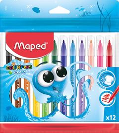 CANETA HIDROGRAFICA MAPED COLOR PEPS OCEAN POLVO 12 CORES