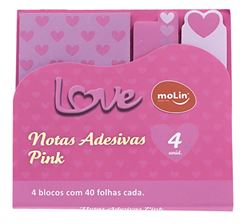 RECADO ADESIVO MOLIN COM 4 BLOCOS LOVE PINK