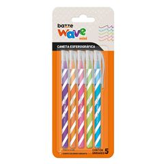 CANETA ESFEROGRAFICA TRIS BAZZE WAVE MINI 1.0MM COM 5 CORES SORTIDAS